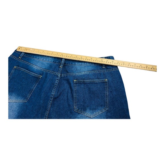 4160 Plus Cut Off Jean Shorts Plus Size Distressed 1X Zip Denim Blue Jeans - Picture 5 of 6